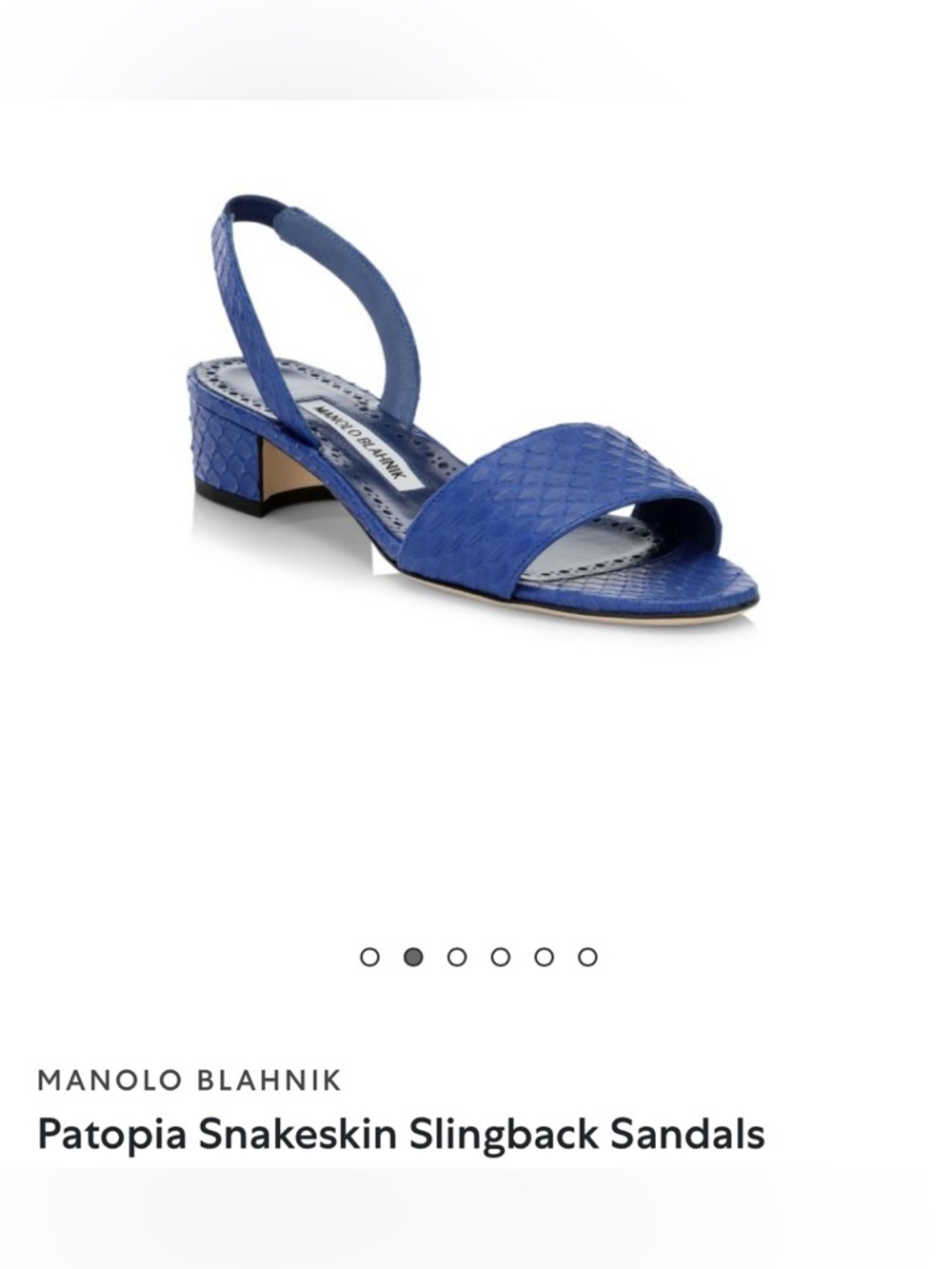 Manolo Blahnik Patopia Blue Snakeskin Slingback Sandals- size 35.5